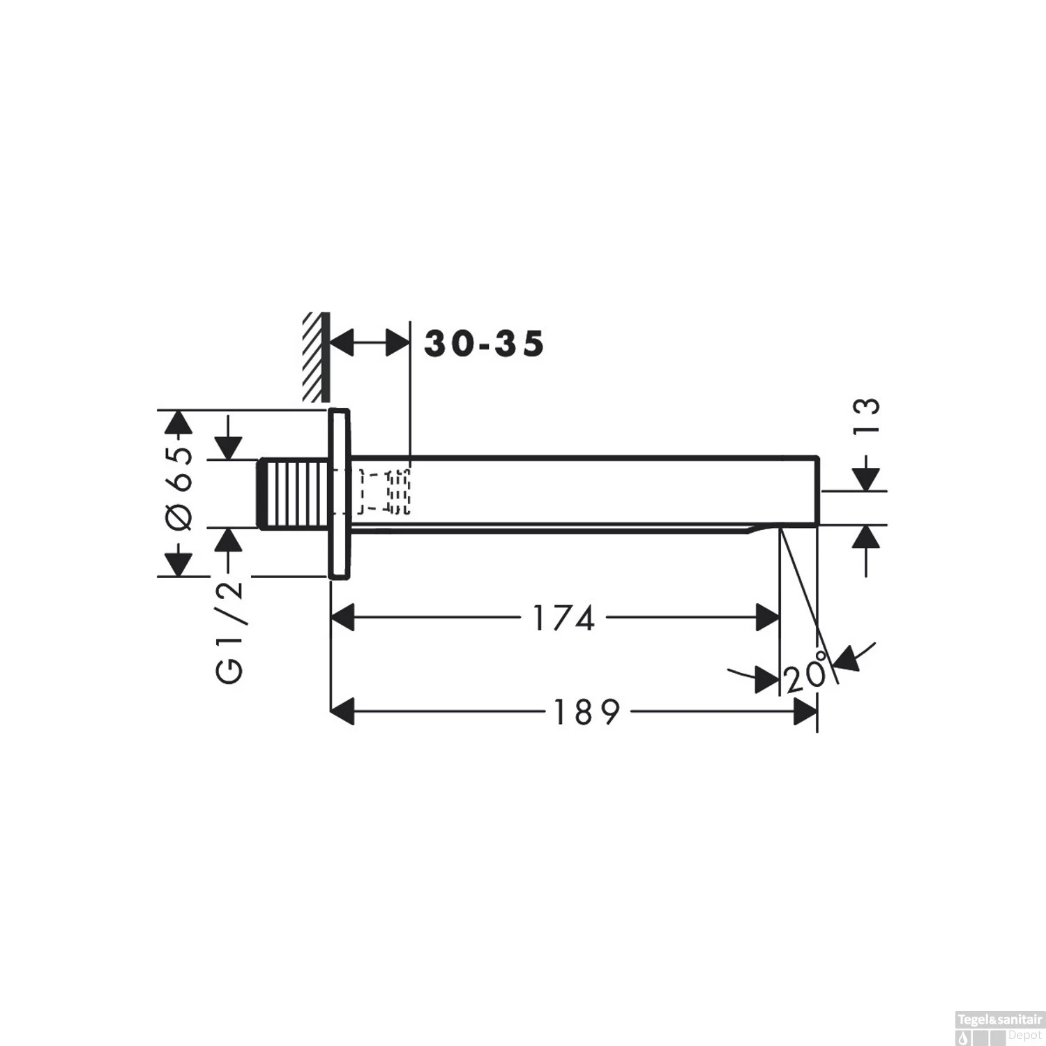 Baduitloop Finoris HansGrohe Mat Wit 4 Baduitloop Finoris HansGrohe Mat Wit - Afbeelding 2