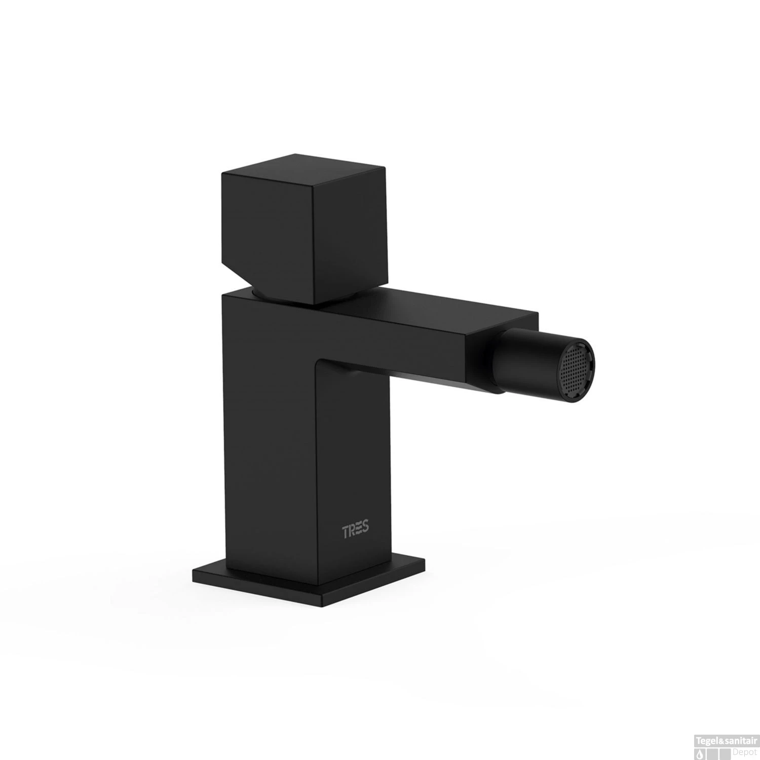 Bidetmengkraan Tres Cuadro Exclusive Met Draaiknop Korte Uitloop 10 Cm Mat Zwart