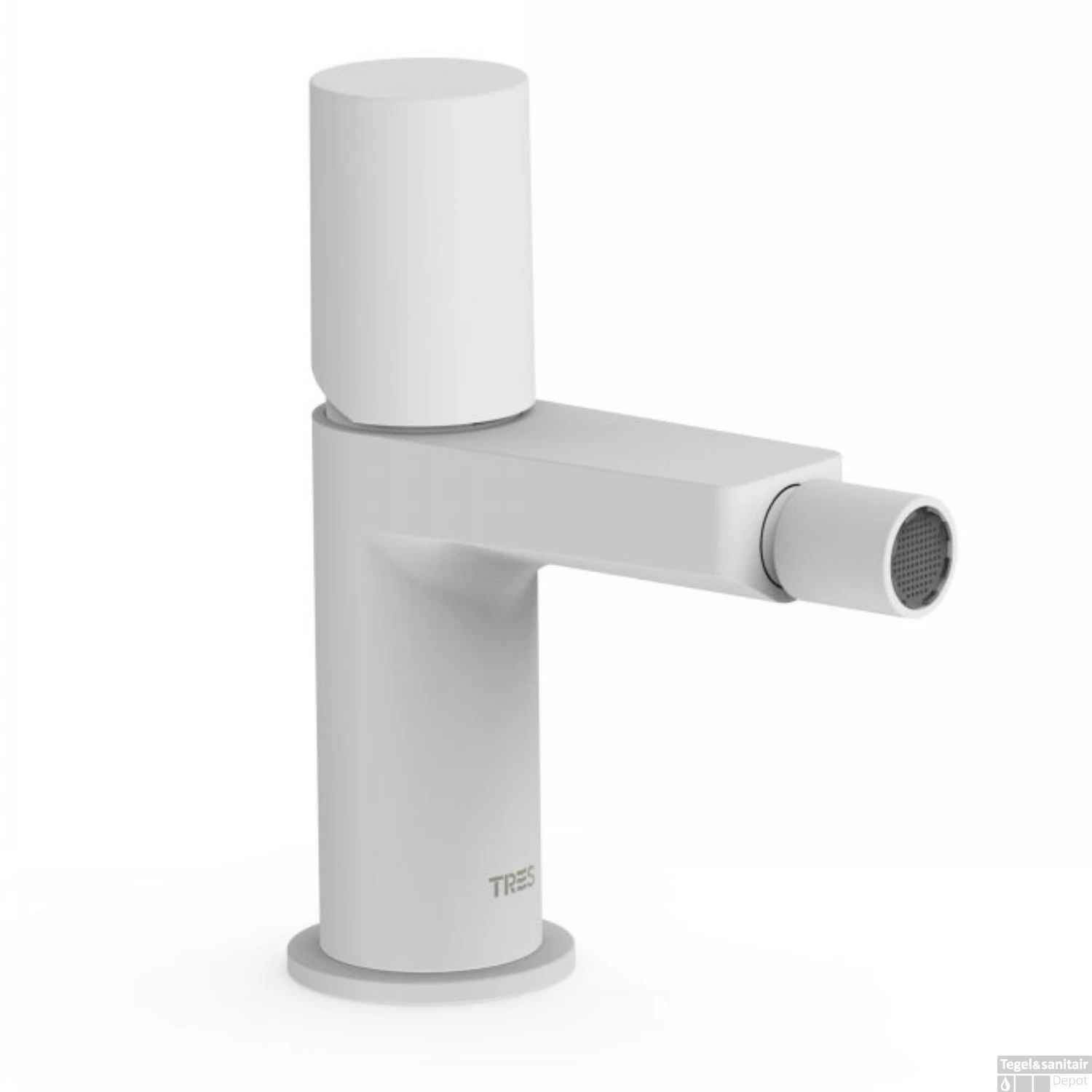 Bidetmengkraan Tres Project 1-Knop Uitloop Recht 8,5 Cm Rond Mat Wit