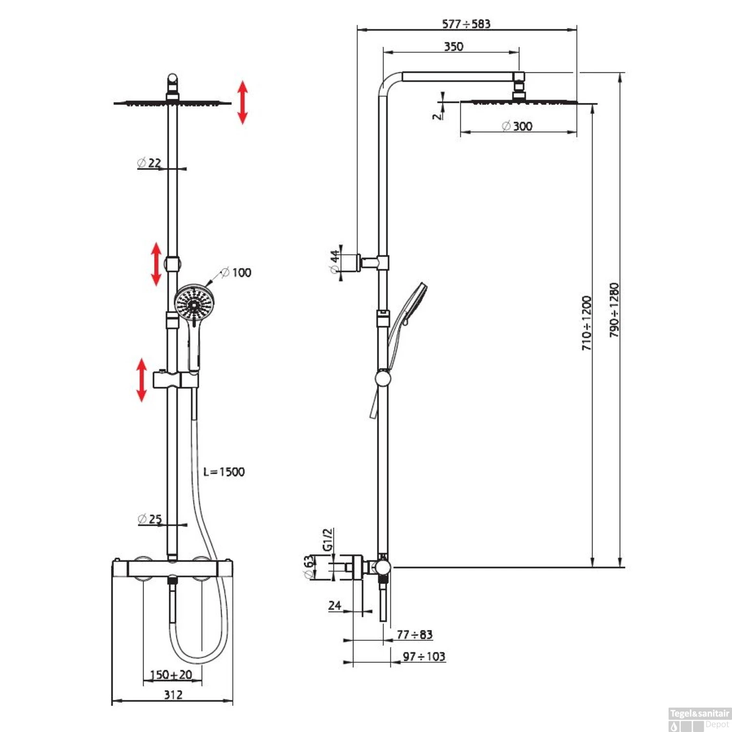 BWS Regendouche | Deluxe Round | 30cm Stortdouche Met Handdouche | Chroom | Opbouw 5 BWS Regendouche | Deluxe Round | 30cm Stortdouche Met Handdouche | Chroom | Opbouw - Afbeelding 3