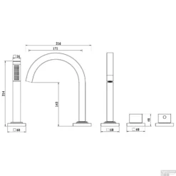 BWS Badrandthermostaat 4Gats Afbouwset Chroom (Exclusief Inbouwdeel) -Exporteren Badkamer Top Winkel bws badrandthermostaat 4gats afbouwset chroom tech