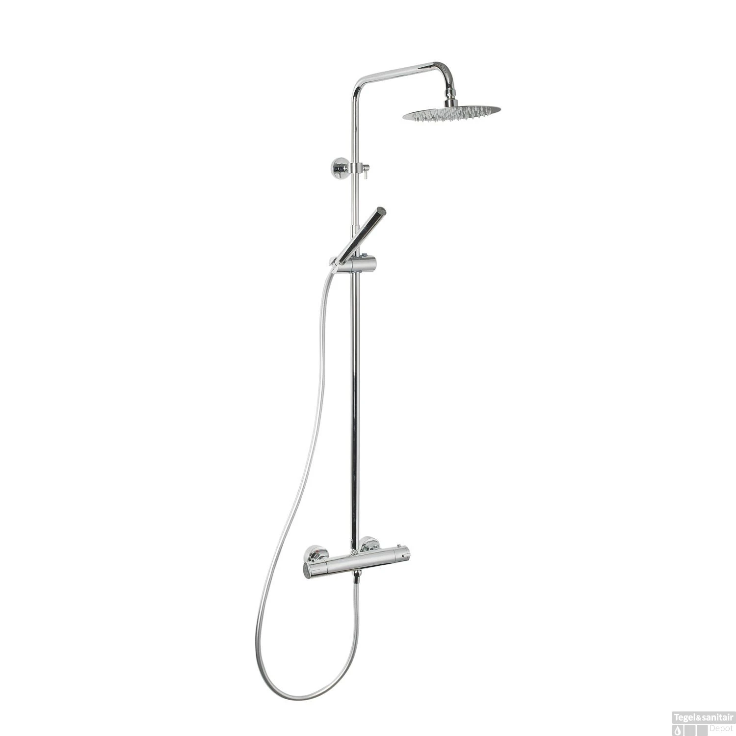 BWS Douche Opbouwset Thermostatisch Round Met Handdouche Chroom 3 BWS Douche Opbouwset Thermostatisch Round Met Handdouche Chroom