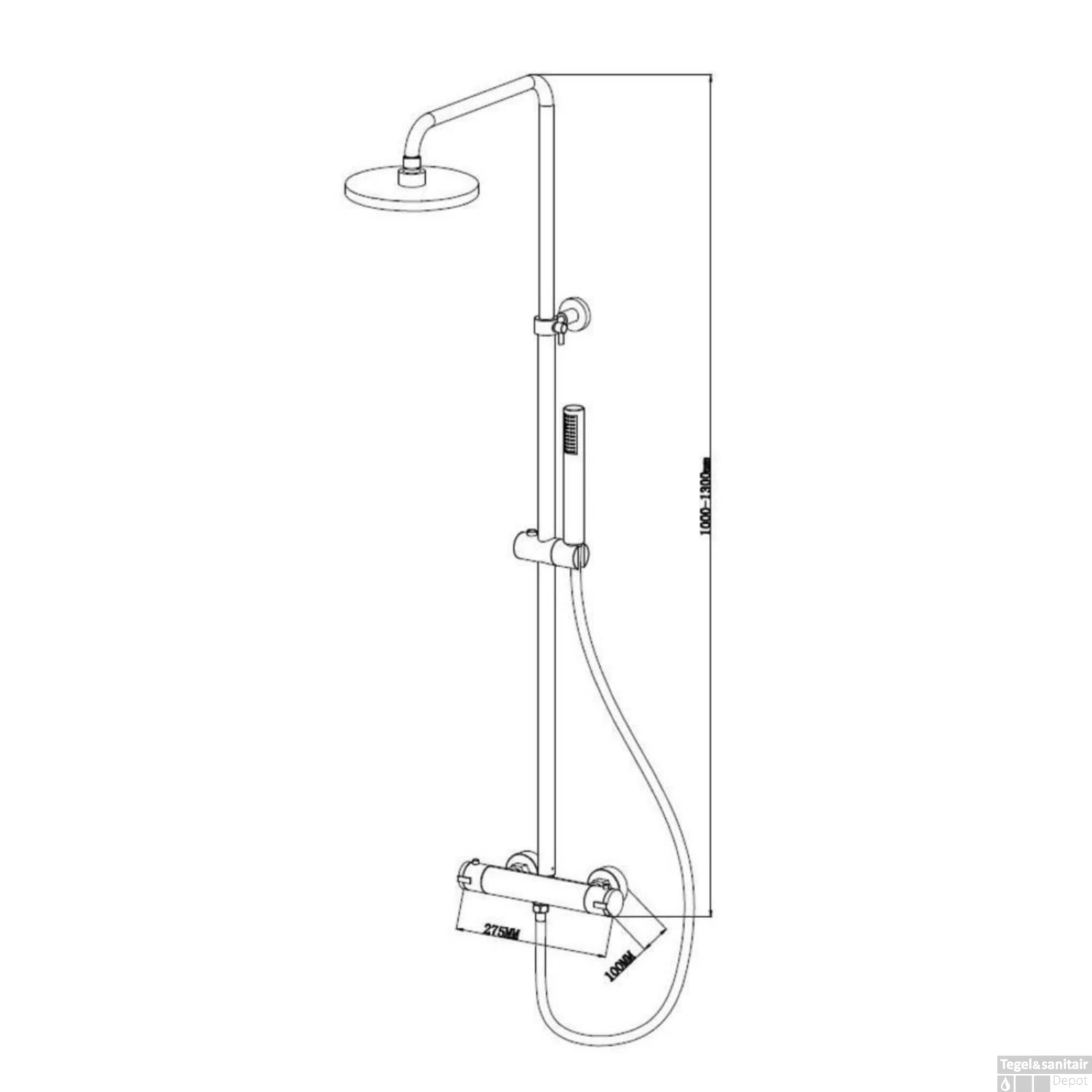 BWS Douche Opbouwset Thermostatisch Round Met Handdouche Chroom 4 BWS Douche Opbouwset Thermostatisch Round Met Handdouche Chroom - Afbeelding 2