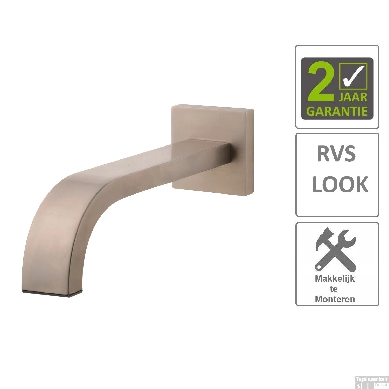 BWS Inbouwuitloop Vierkant 25cm 1/2" Geborsteld Staal 3 BWS Inbouwuitloop Vierkant 25cm 1/2" Geborsteld Staal