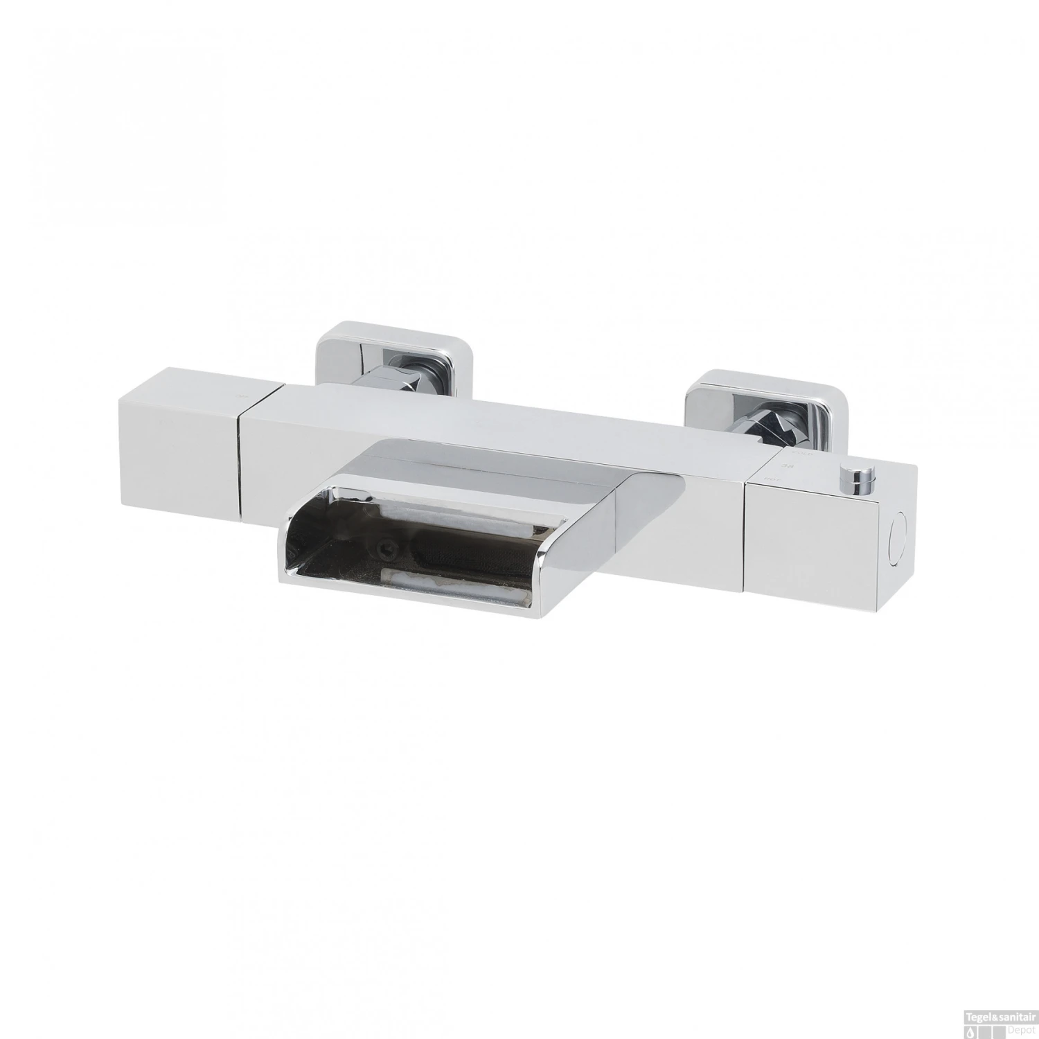 BWS Thermostatische Badkraan Square Met Waterval HOH 15 Cm Chroom 3 BWS Thermostatische Badkraan Square Met Waterval HOH 15 Cm Chroom