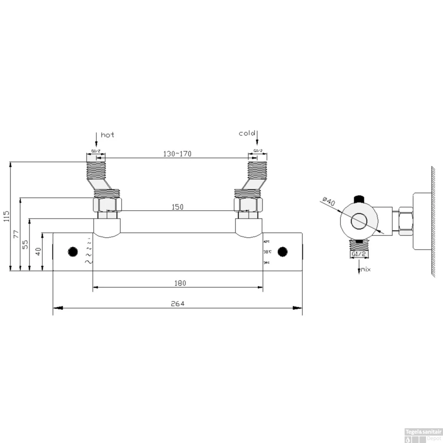 BWS Thermostatische Bres Douchekraan Hoh 15 Cm Chroom 4 BWS Thermostatische Bres Douchekraan Hoh 15 Cm Chroom - Afbeelding 2