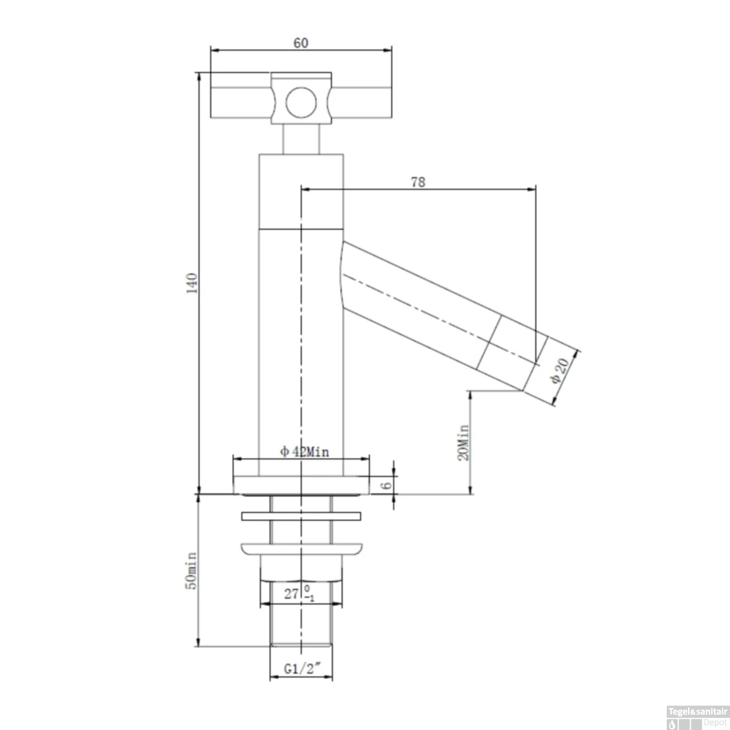 BWS Toiletkraan Bres 1/2 Chroom 5 BWS Toiletkraan Bres 1/2 Chroom - Afbeelding 3