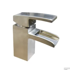 BWS Wastafelmengkraan Square Met Waterval En Clickwaste Geborsteld Staal