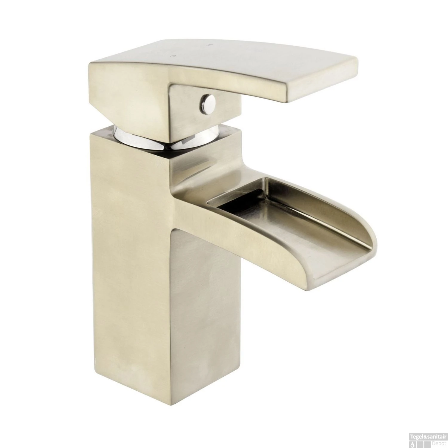 BWS Wastafelmengkraan Square Met Waterval En Clickwaste Geborsteld Staal - Afbeelding 3