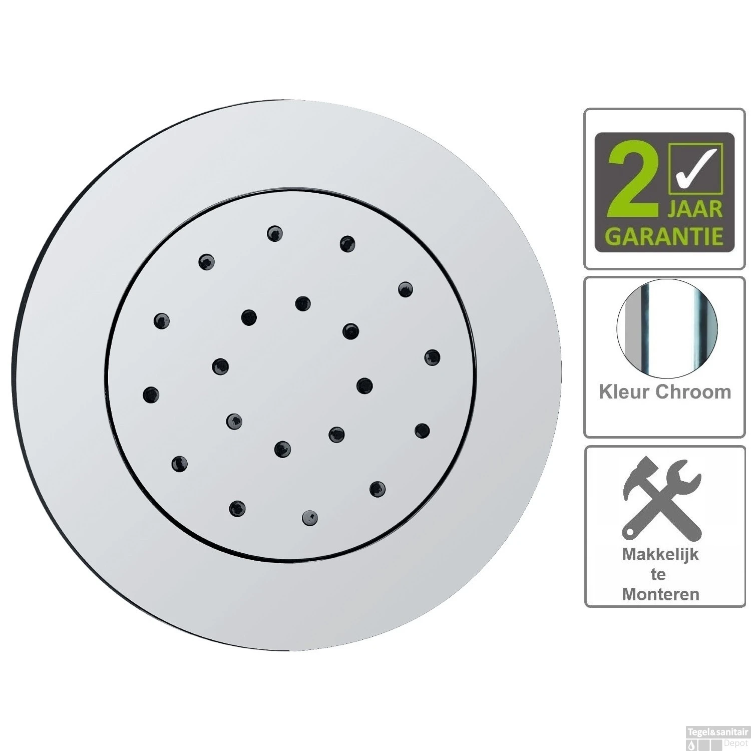BWS Zijdouche Inbouw Verstelbaar Rond 13.5cm Chroom 3 BWS Zijdouche Inbouw Verstelbaar Rond 13.5cm Chroom
