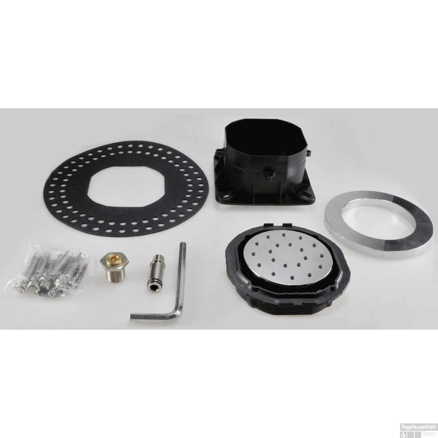 BWS Zijdouche Inbouw Verstelbaar Rond 13.5cm Chroom 5 BWS Zijdouche Inbouw Verstelbaar Rond 13.5cm Chroom - Afbeelding 3