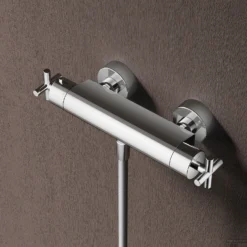 Douchethermostaat Hotbath Chap Opbouw Onderaansluiting 2-kruisgreep Chroom OUTLET