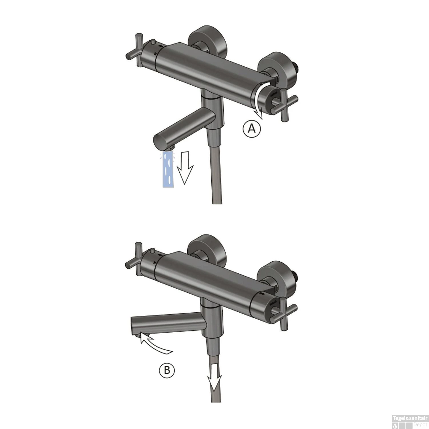 Badthermostaat Hotbath Chap Opbouw Wegdraaibare Omstel 2-kruisgreep Geborsteld Nikkel - Afbeelding 3