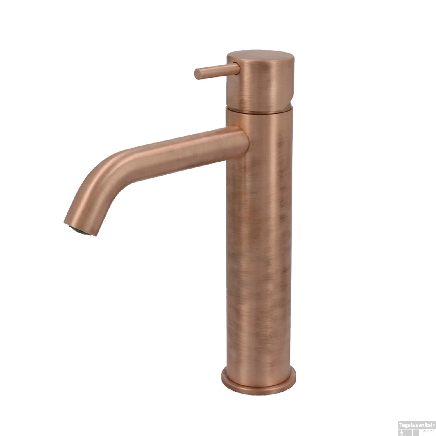 Wastafelmengkraan Hotbath Cobber 1-hendel Gebogen 21.6 Cm Geborsteld Koper