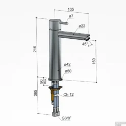 Wastafelmengkraan Hotbath Cobber 1-hendel Recht 21.6 Cm Geborsteld Messing PVD -Exporteren Badkamer Top Winkel cb003msbbp wastafelmengkraan hotbath cobber 1 hendel recht 21.6 cm geborsteld messing pvd tech