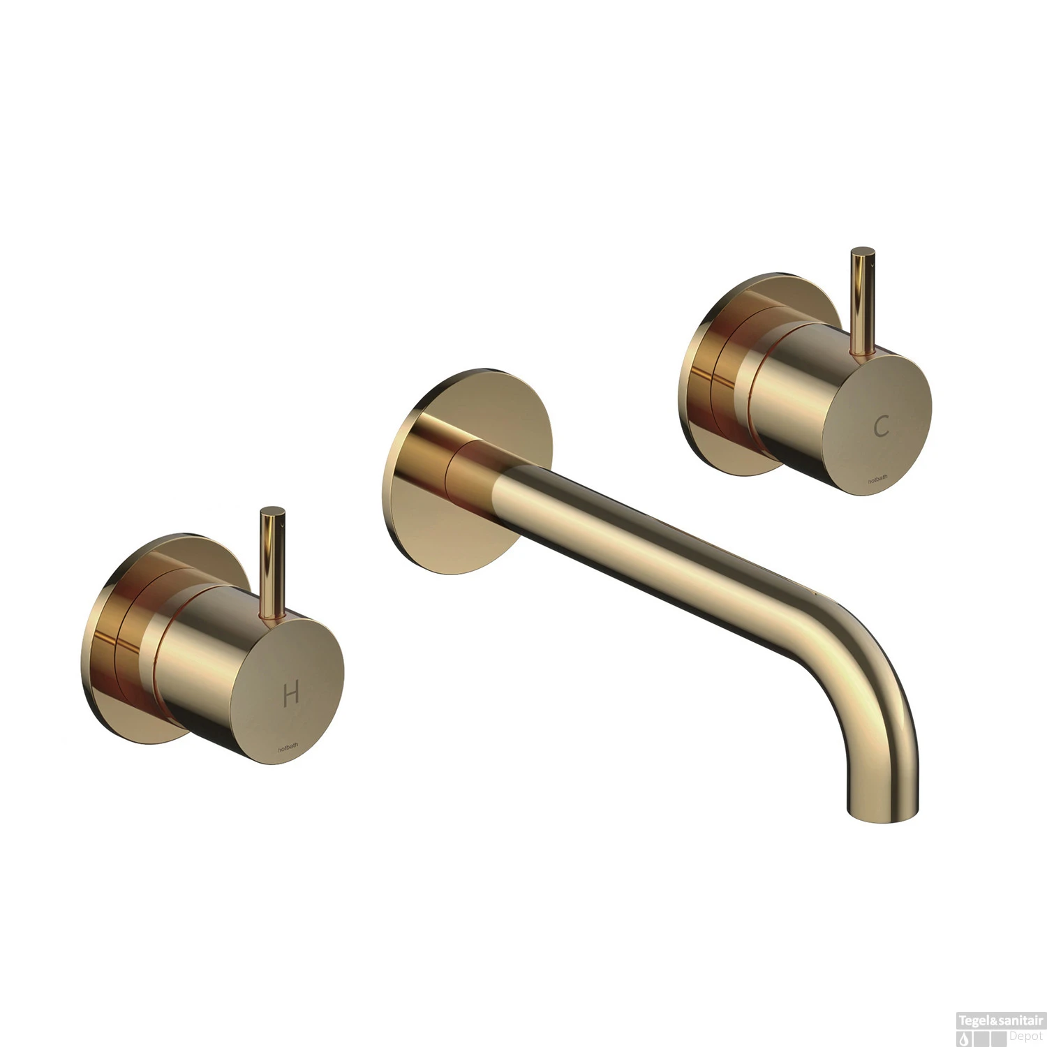 Wastafelmengkraan Hotbath Cobber Inbouw 2-hendel Gebogen 18 Cm Gepolijst Messing PVD 3 Wastafelmengkraan Hotbath Cobber Inbouw 2-hendel Gebogen 18 Cm Gepolijst Messing PVD