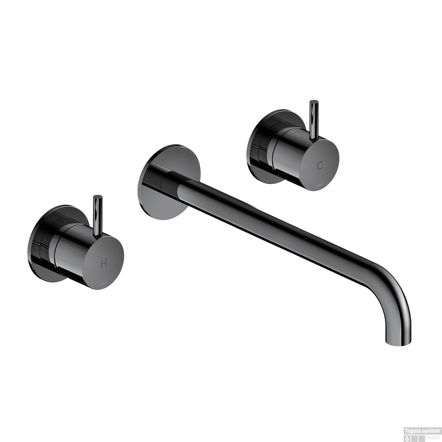 Wastafelmengkraan Hotbath Cobber Inbouw 2-hendel Gebogen 25 Cm Zwart Chroom