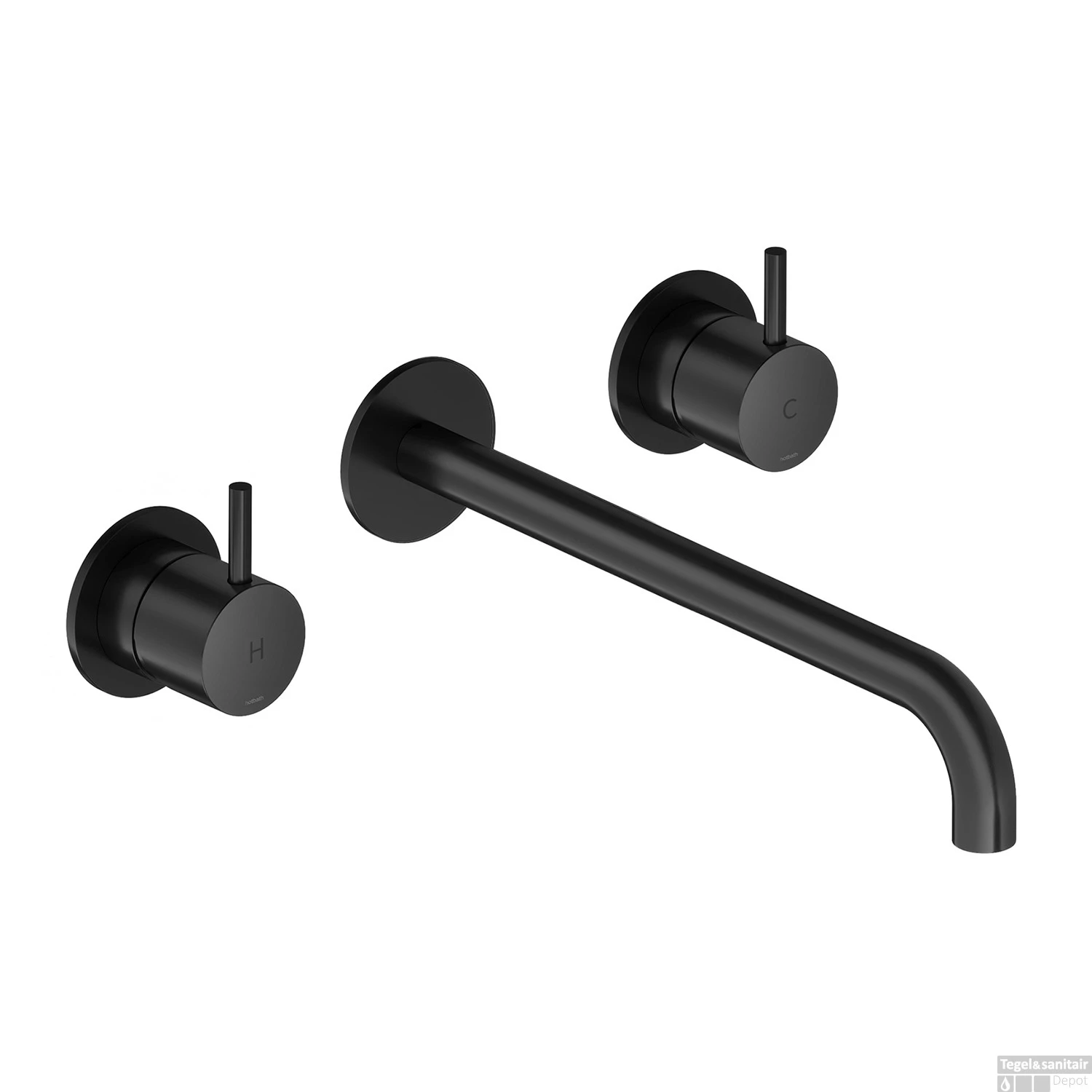 Wastafelmengkraan Hotbath Cobber Inbouw 2-hendel Gebogen 25 Cm Mat Zwart