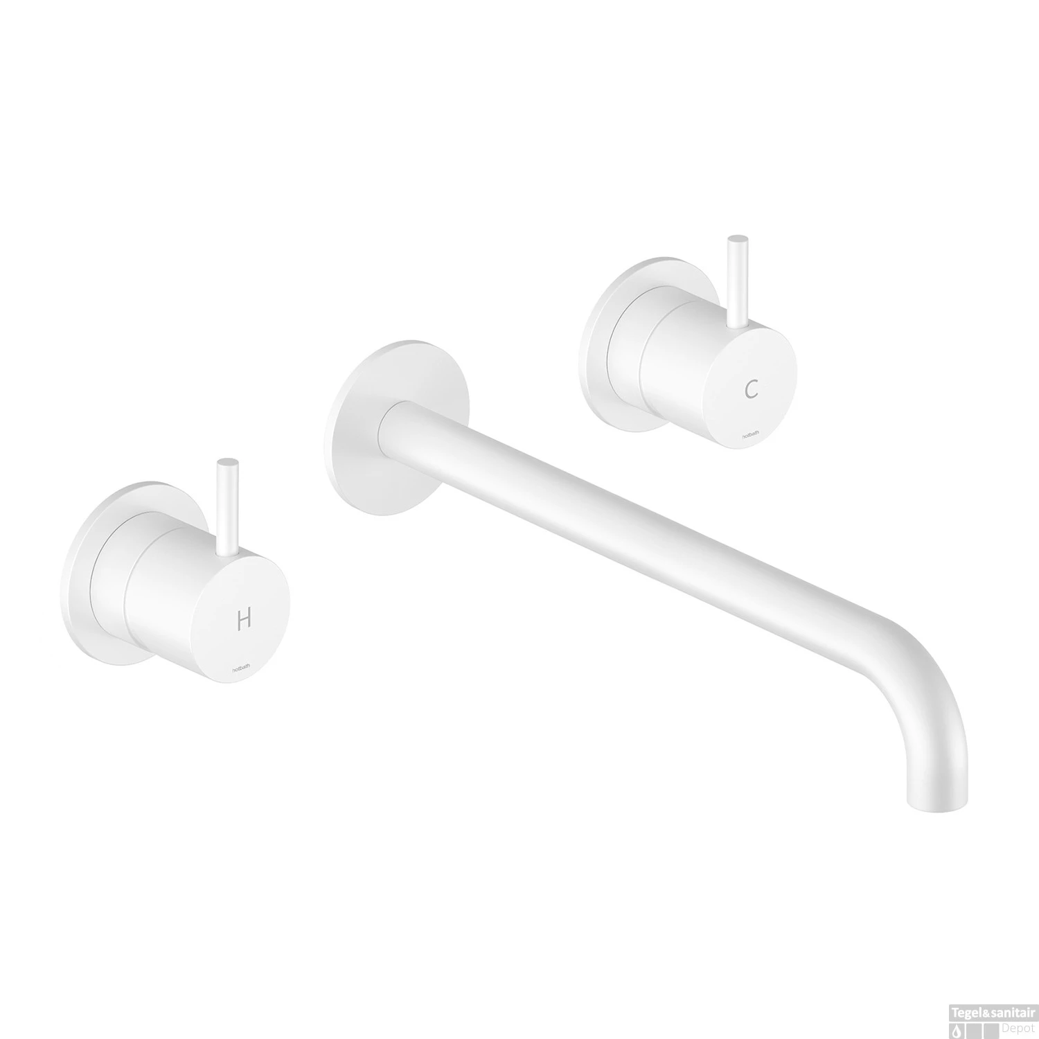 Wastafelmengkraan Hotbath Cobber Inbouw 2-hendel Gebogen 25 Cm Mat Wit