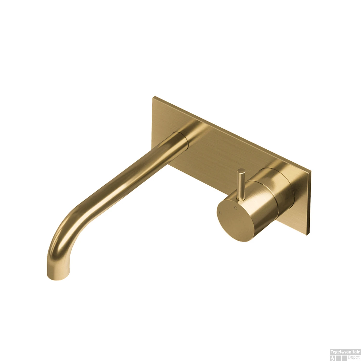 Inbouw Wastafelmengkraan Hotbath Cobber 3+3 Inbouwsysteem 1-hendel Gebogen 18 Cm Geborsteld Messing