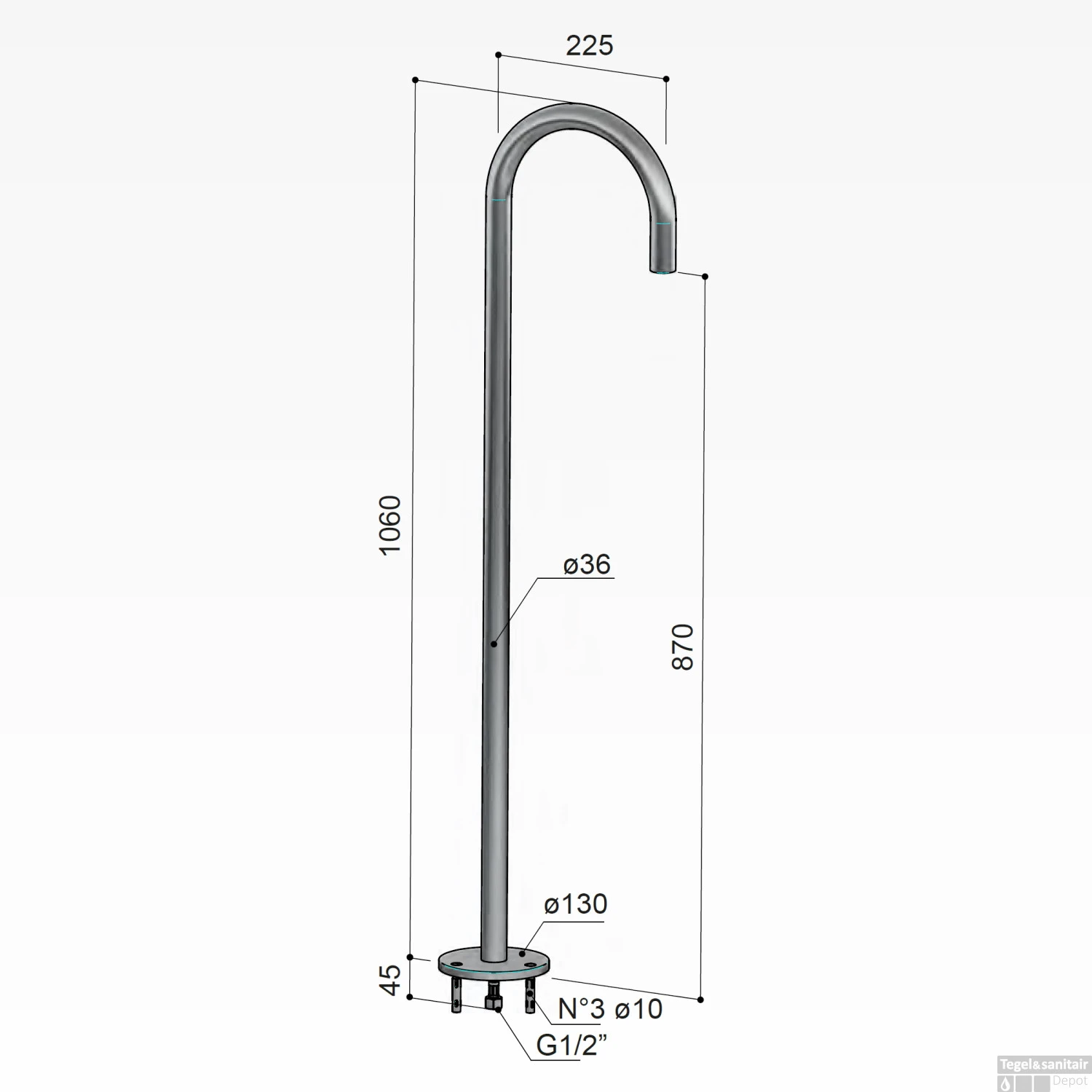 Baduitloop Hotbath Cobber Vrijstaand 106 Cm Zwart Chroom 6 Baduitloop Hotbath Cobber Vrijstaand 106 Cm Zwart Chroom - Afbeelding 4