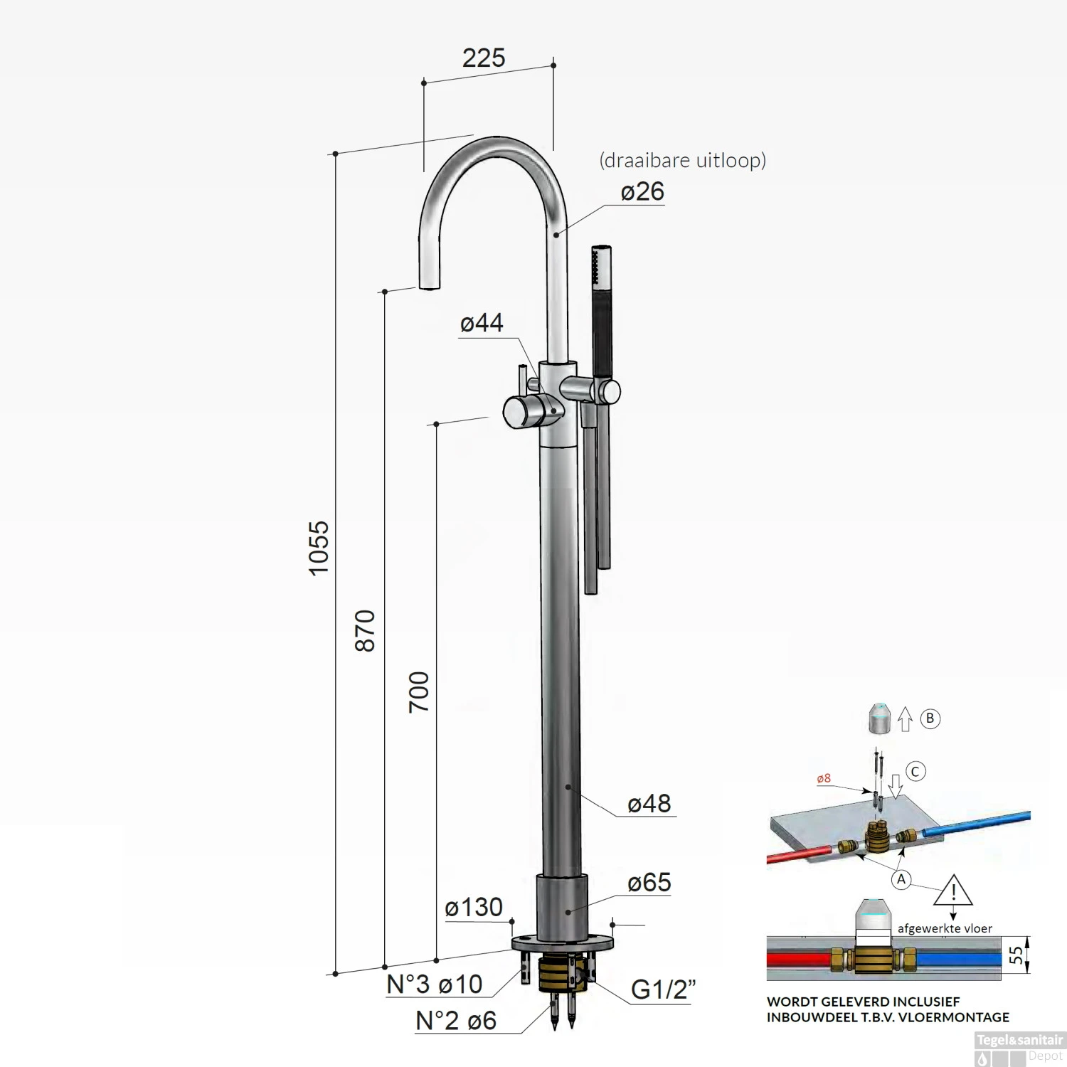 Badmengkraan Hotbath Cobber Draaibare Uitloop 105.5 Cm Chroom 6 Badmengkraan Hotbath Cobber Draaibare Uitloop 105.5 Cm Chroom - Afbeelding 4