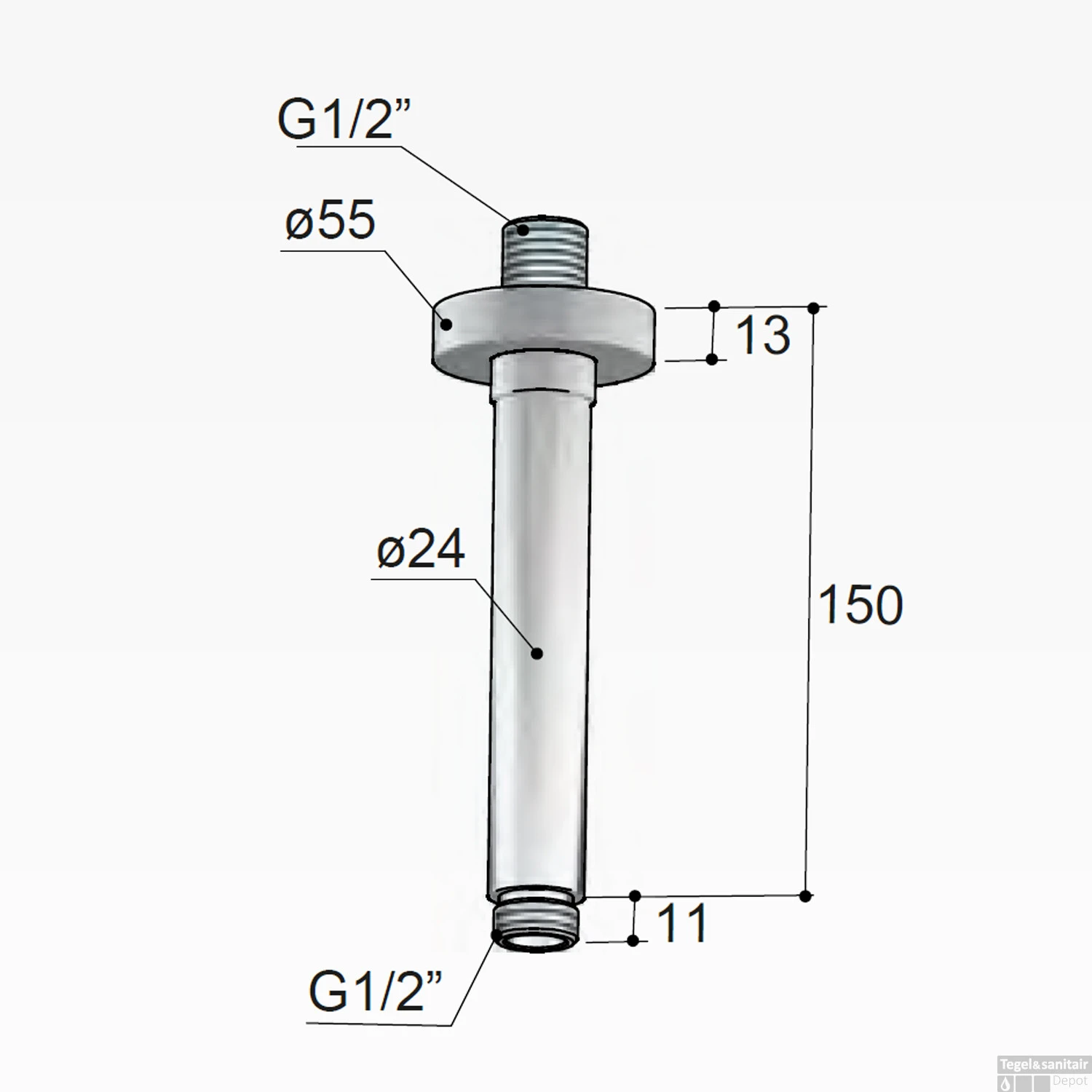Plafondbuis Hotbath Cobber Rond 15 Cm Geborsteld Koper - Afbeelding 3