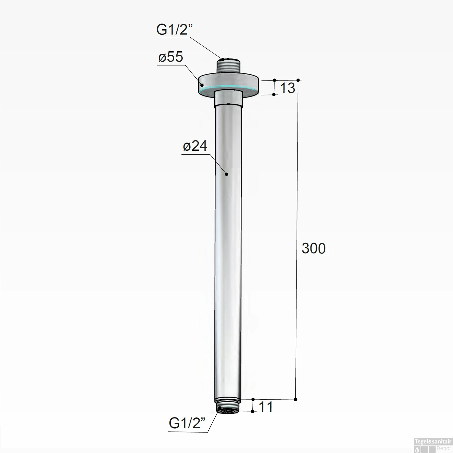 Plafondbuis Hotbath Cobber Rond 30 Cm Zwart Chroom 5 Plafondbuis Hotbath Cobber Rond 30 Cm Zwart Chroom - Afbeelding 3
