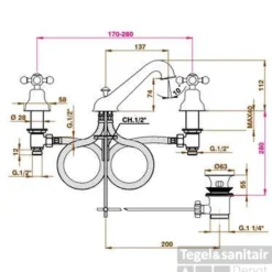 Wastafelmengkraan Cisal Arcana Ceramic 3-gats AC00102021 Chroom