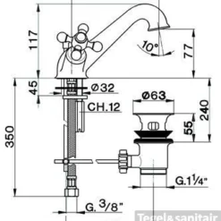Wastafelmengkraan Cisal Arcana Ceramic AC0005102A RVS