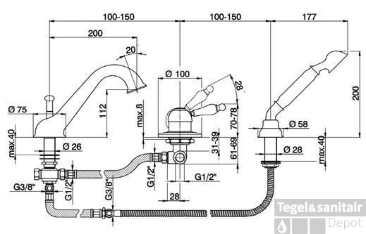 Cisal Arcana Empress 3-gats Badmengkraan Met Handdouche EM00126026 Koper 3 Cisal Arcana Empress 3-gats Badmengkraan Met Handdouche EM00126026 Koper