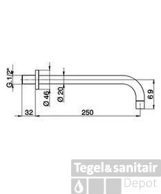 Cisal Barcelona Quad Baduitloop 250mm Chroom ZA00325121 3 Cisal Barcelona Quad Baduitloop 250mm Chroom ZA00325121