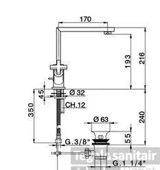 Wastafelmengkraan Cisal Barcelona Quad BQ00052021 Chroom