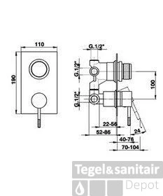 Cisal Less Inbouwmengkraan Met 3-weg Omsteller LS000280 3 Cisal Less Inbouwmengkraan Met 3-weg Omsteller LS000280