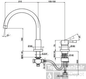 Cisal Pumpy 2-gats Badmengkraan Rvs PU0012502D 3 Cisal Pumpy 2-gats Badmengkraan Rvs PU0012502D