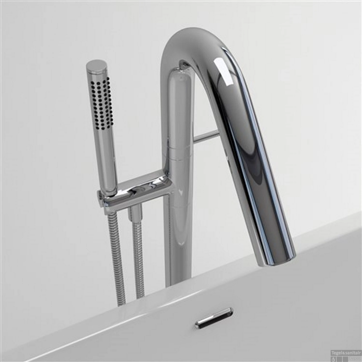 Clou Xo Vrijstaande Badmengkraan Type 8 Met Handdouche Chroom - Afbeelding 2