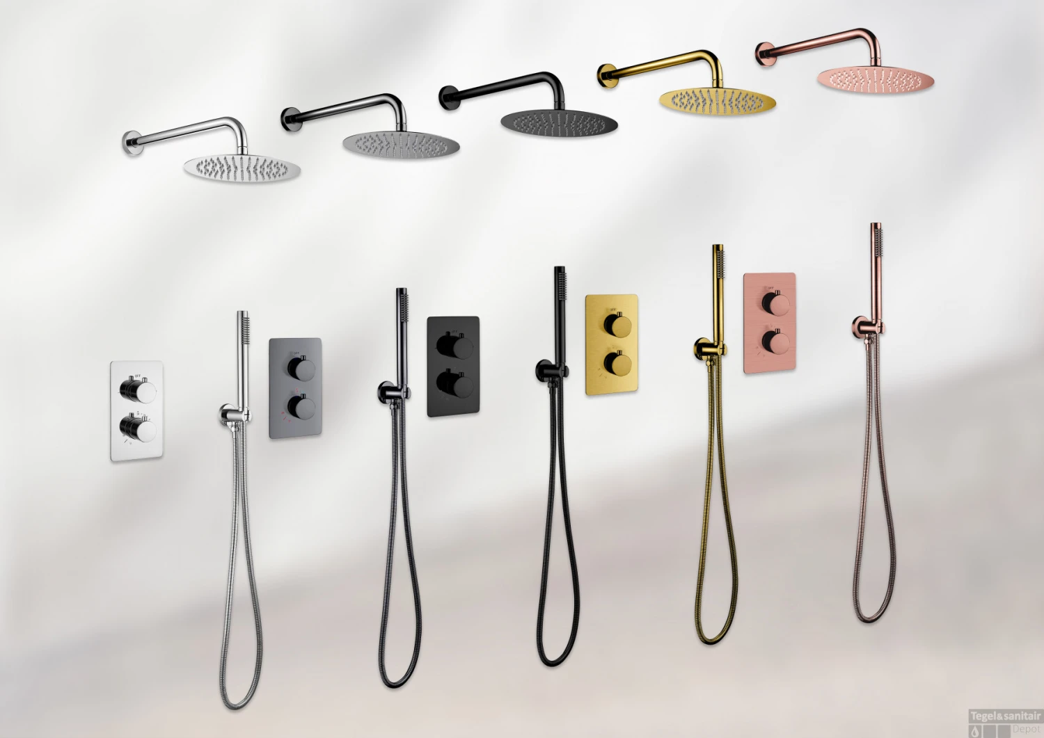 Inbouw Regendouche Set Boss & Wessing Colorato Met Handdouche En Wanduitloop Geborsteld Koper 7 Inbouw Regendouche Set Boss & Wessing Colorato Met Handdouche En Wanduitloop Geborsteld Koper - Afbeelding 5