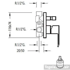 Cuadro Tres Eenhendel Inbouw Douchemengkraan Met Omsteller 106180