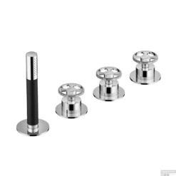 Badrandcombinatie Hotbath Cobber @Work Inbouw 4 Gats Met 2 Stopkranen En Handdouche Chroom (zonder Uitloop)