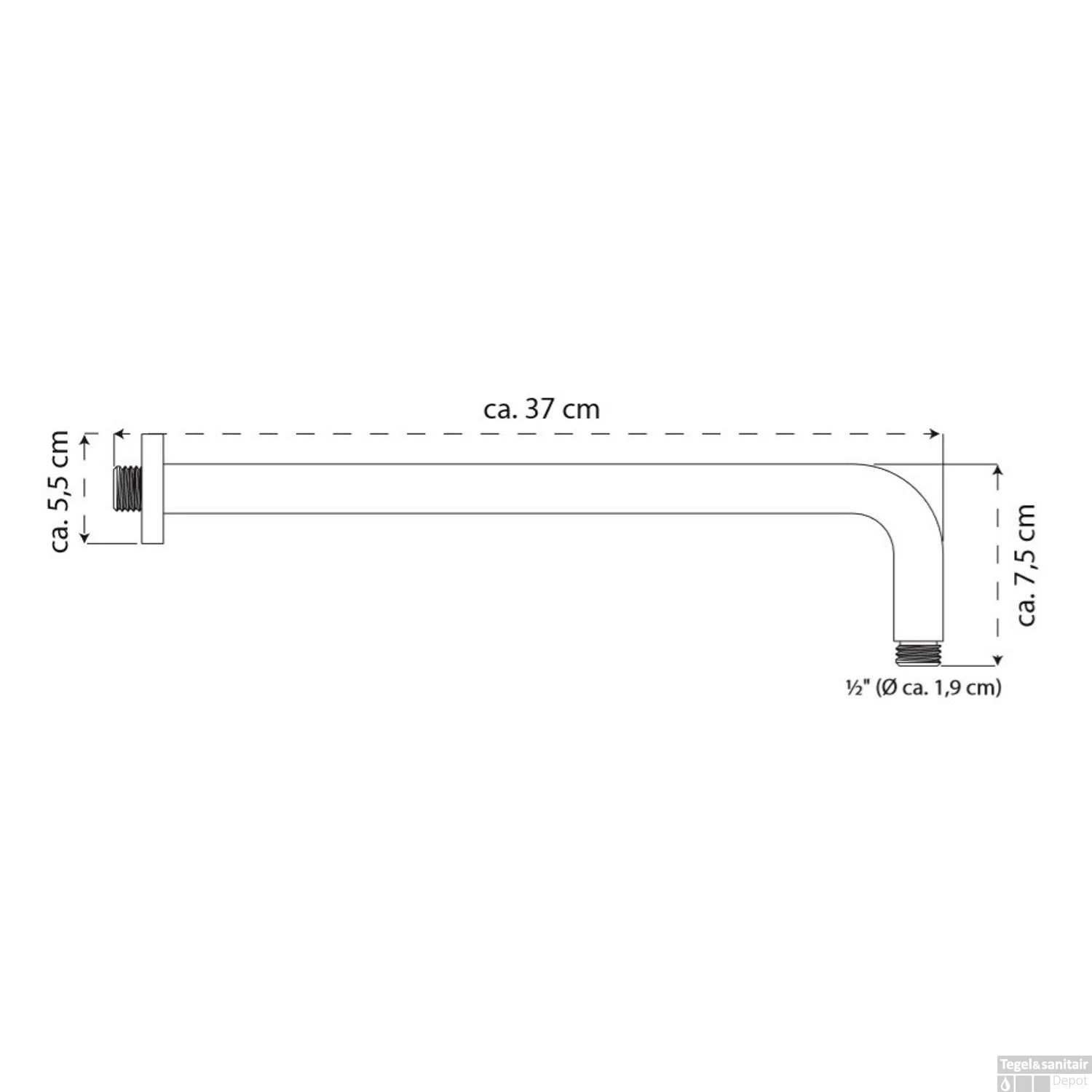 Douchearm Schutte Lille 37cm Chroom 4 Douchearm Schutte Lille 37cm Chroom - Afbeelding 2