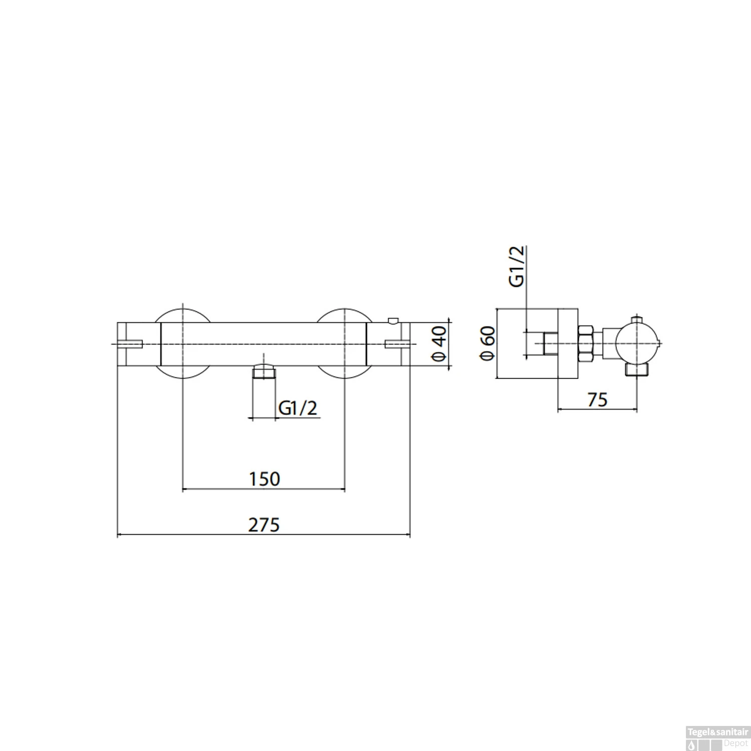 Douchekraan Boss & Wessing Aloni Thermostatisch Messing Verchroomd 4 Douchekraan Boss & Wessing Aloni Thermostatisch Messing Verchroomd - Afbeelding 2