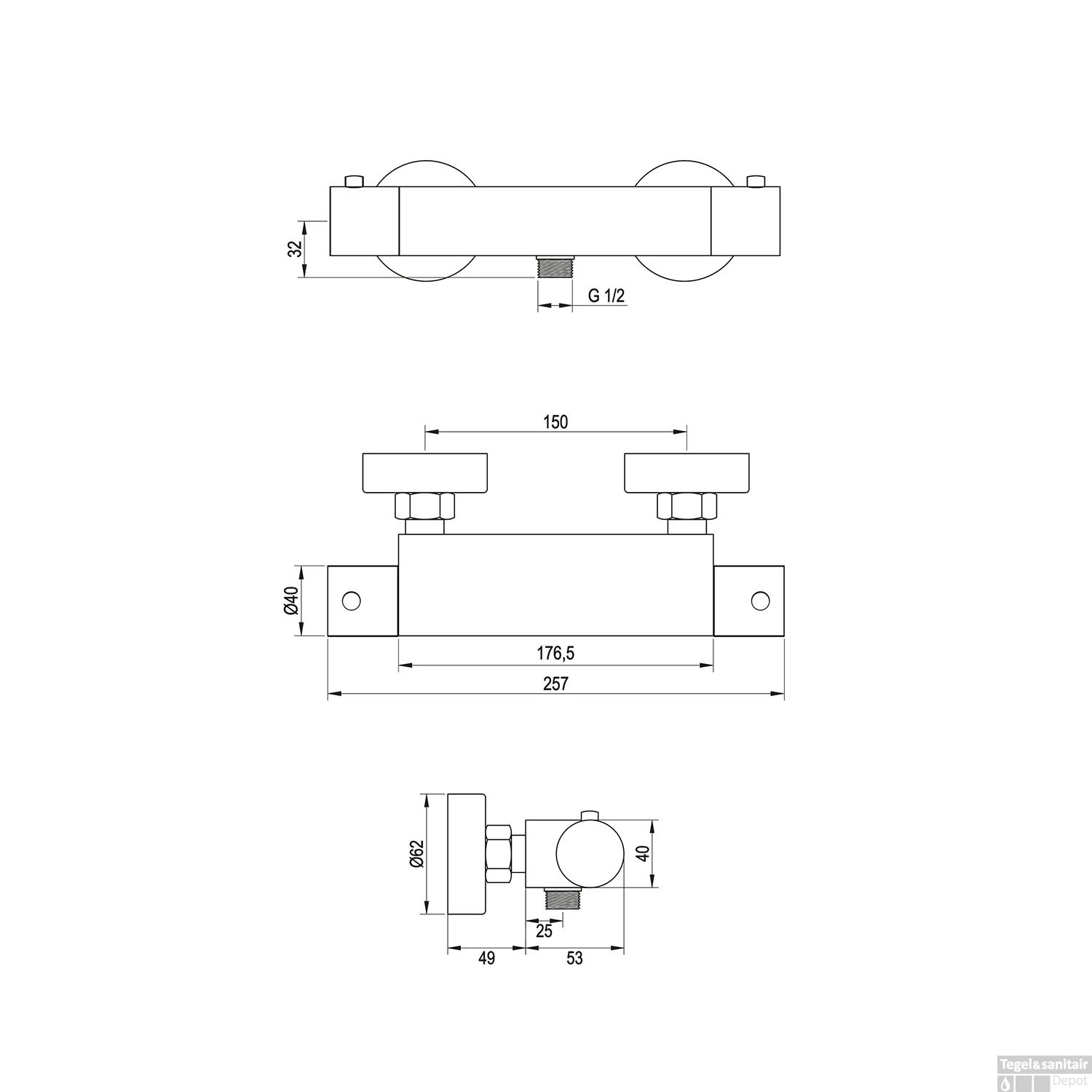 Douchekraanset Brauer Black Edition Opbouw Met Glijstang En Ronde Handdouche Mat Zwart 11 Douchekraanset Brauer Black Edition Opbouw Met Glijstang En Ronde Handdouche Mat Zwart - Afbeelding 9