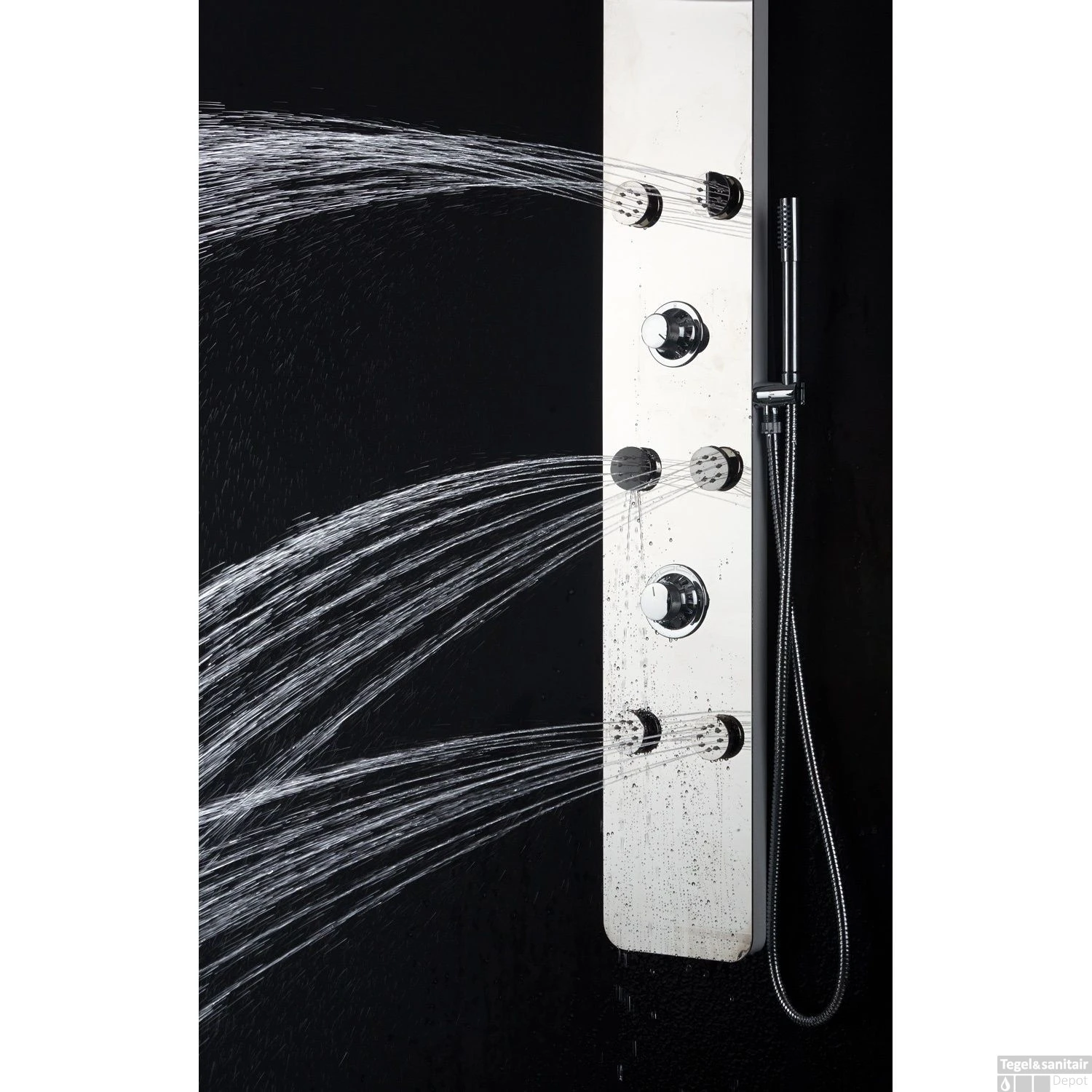 Douchepaneel Lacus Ustica 144x20x4,7 Cm Glanzend Chroom 4 Douchepaneel Lacus Ustica 144x20x4,7 Cm Glanzend Chroom - Afbeelding 2