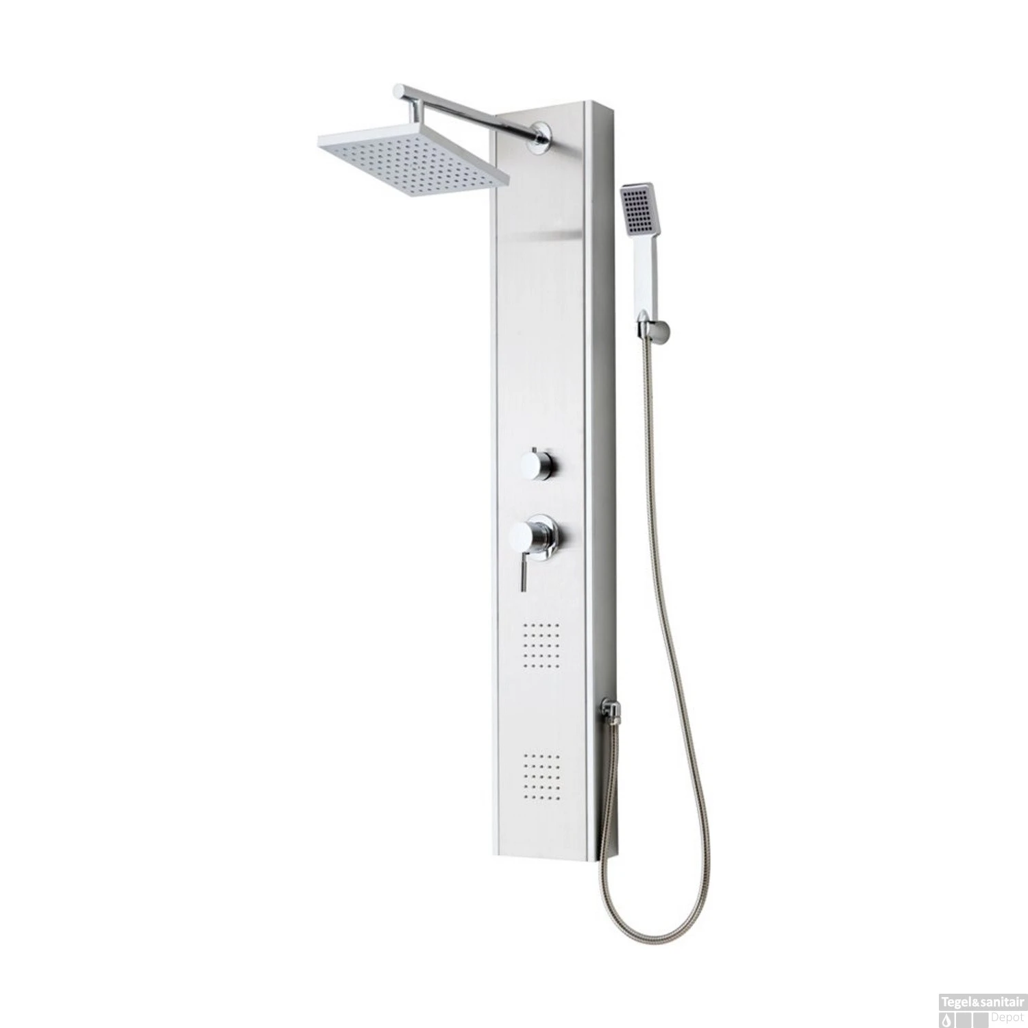 Douchepaneel Schütte Tahiti Met Douchemengkraan En Twee Massagesproeiers RVS 3 Douchepaneel Schütte Tahiti Met Douchemengkraan En Twee Massagesproeiers RVS