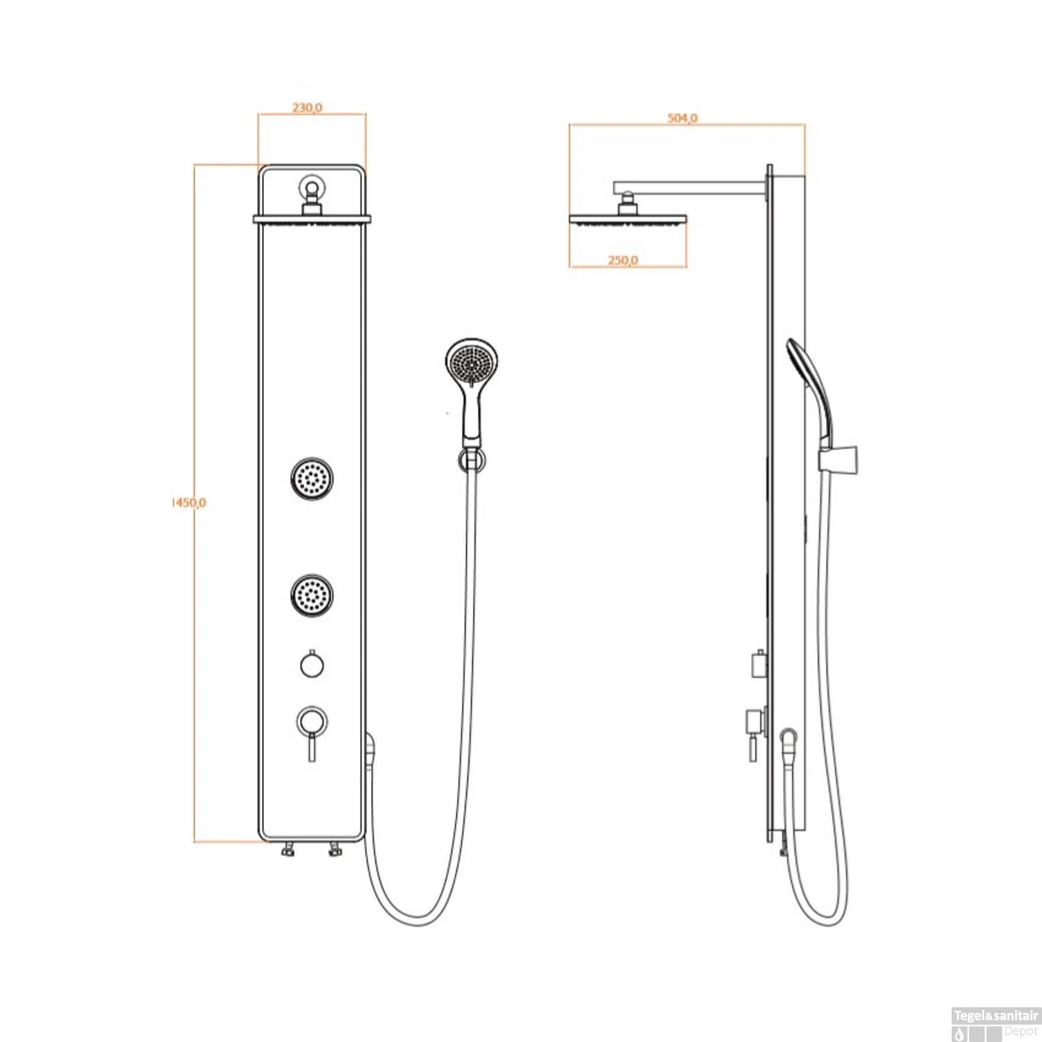 Douchepaneel Meng Schutte Glasduschpaneel Glas Antraciet 4 Douchepaneel Meng Schutte Glasduschpaneel Glas Antraciet - Afbeelding 2