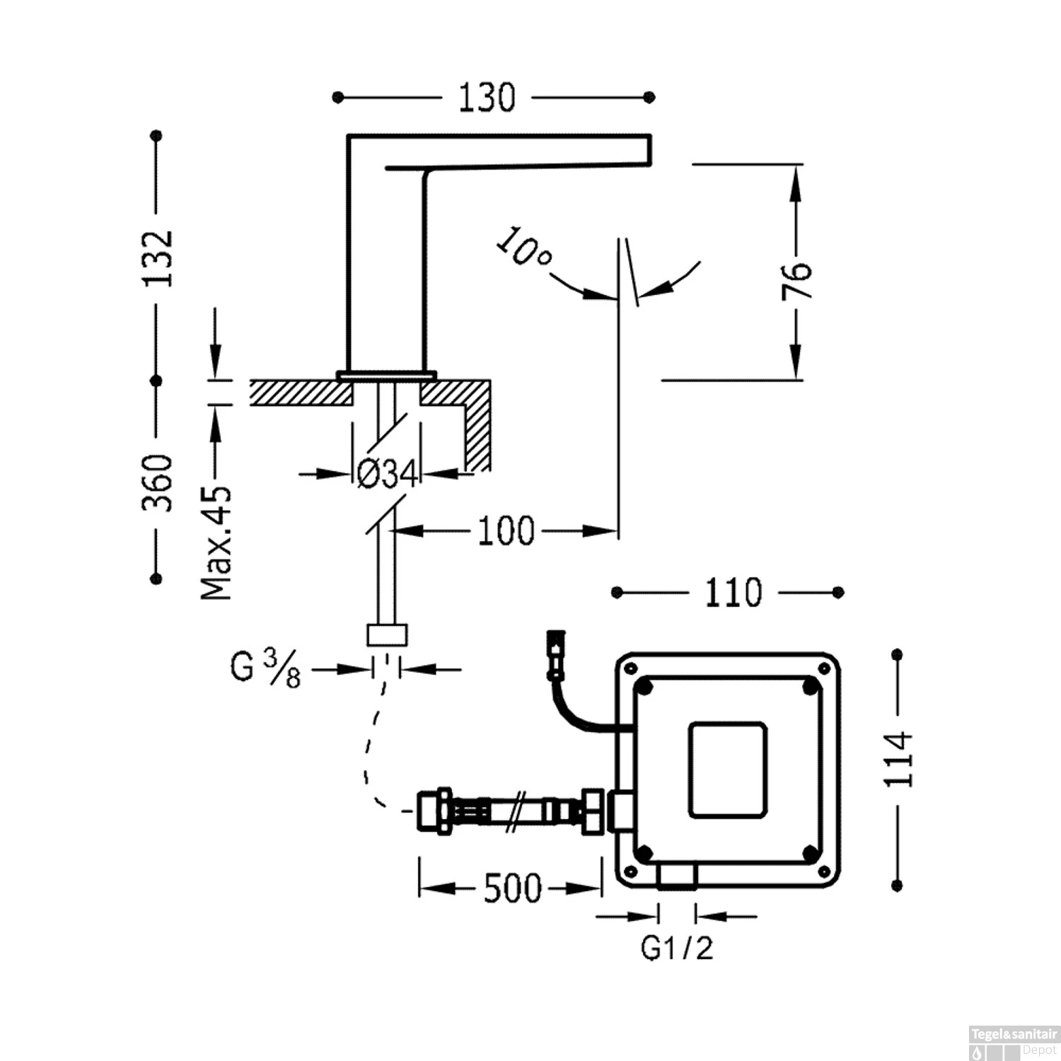 Tres Trestronic Elektronische Wasbakkraan 1 Uitgang Bediening Met Infraroodsensor Chroom 20560301 5 Tres Trestronic Elektronische Wasbakkraan 1 Uitgang Bediening Met Infraroodsensor Chroom 20560301 - Afbeelding 3