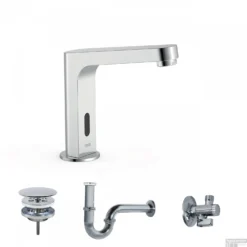 Elektronische Fonteinkraanset Tres Tempo Base Hoekige Kraan Chroom