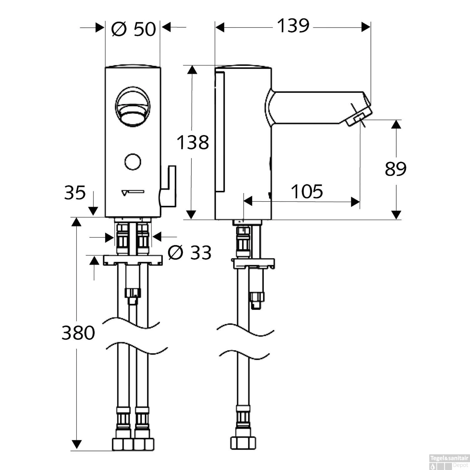 Elektronische Wastafelkraan Schell MODUS E HD-M 4 Elektronische Wastafelkraan Schell MODUS E HD-M - Afbeelding 2