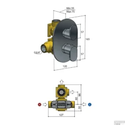 Inbouw Thermostaatkraan Hotbath Friendo 2-weg Geborsteld Nikkel -Exporteren Badkamer Top Winkel f009gn inbouw thermostaatkraan hotbath friendo 2 weg geborsteld nikkel tech 1