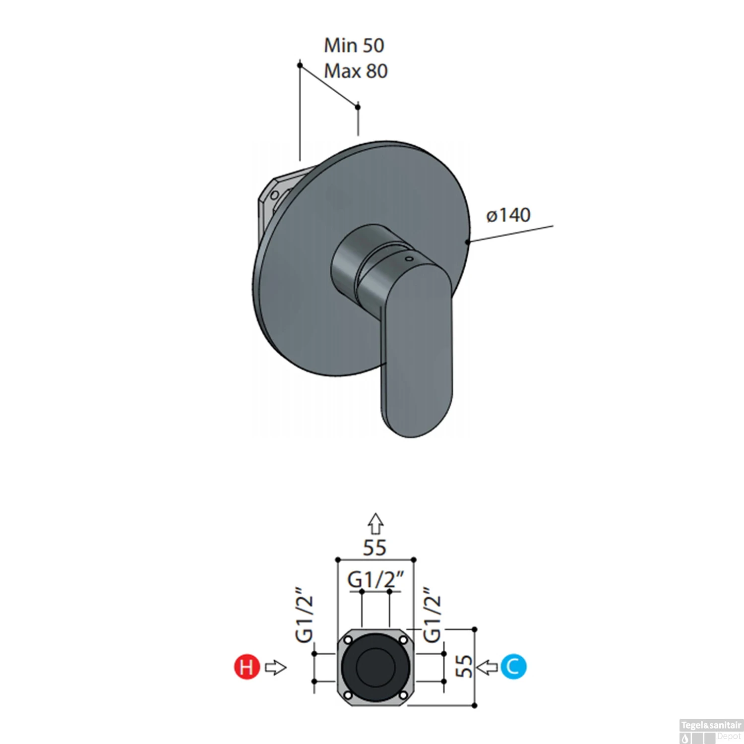 Douchemengkraan Hotbath Friendo Inbouw Rond Chroom 5 Douchemengkraan Hotbath Friendo Inbouw Rond Chroom - Afbeelding 3
